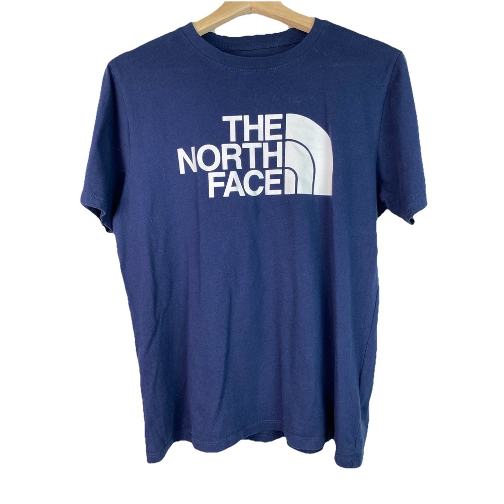 The North Face Women's M Blue Short Sleeve Large Logo Crew Neck T-Shirt